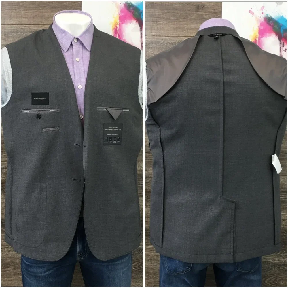Banana Republic Mens Blazer Sport Coat Two Button‎ Jacket Wool 46R Casual Suits